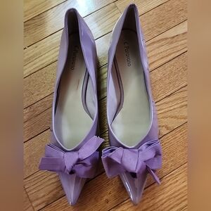 C.Paravano Pink Patent Leather Bow Flat Shoes